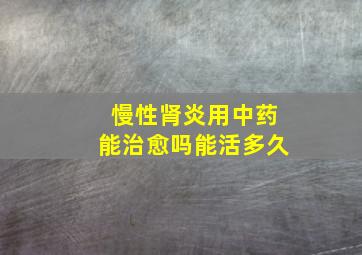 慢性肾炎用中药能治愈吗能活多久