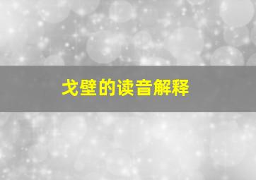 戈壁的读音解释