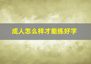 成人怎么样才能练好字