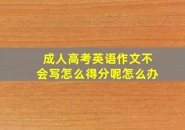 成人高考英语作文不会写怎么得分呢怎么办