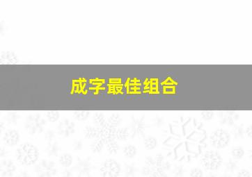 成字最佳组合