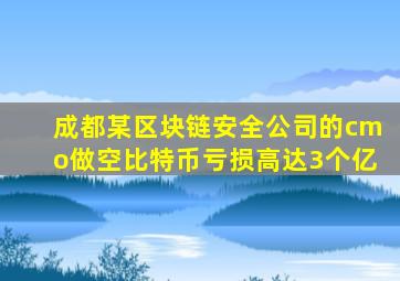 成都某区块链安全公司的cmo做空比特币亏损高达3个亿