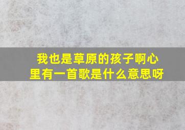 我也是草原的孩子啊心里有一首歌是什么意思呀