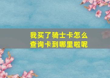 我买了骑士卡怎么查询卡到哪里啦呢