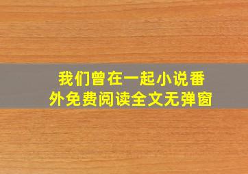 我们曾在一起小说番外免费阅读全文无弹窗