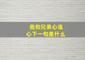 我和兄弟心连心下一句是什么