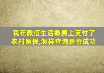 我在微信生活缴费上支付了农村医保,怎样查询是否成功