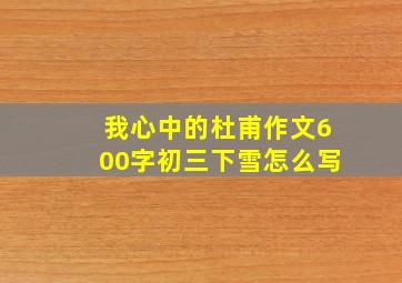 我心中的杜甫作文600字初三下雪怎么写