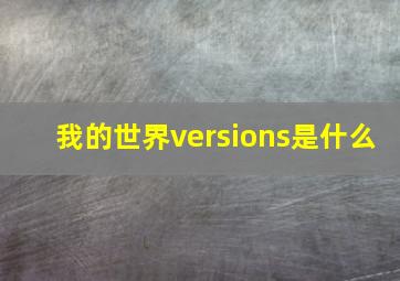 我的世界versions是什么