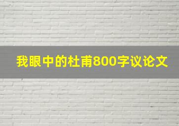 我眼中的杜甫800字议论文