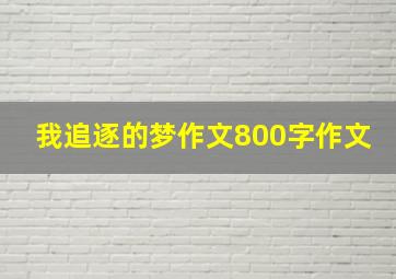 我追逐的梦作文800字作文