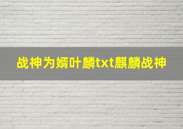 战神为婿叶麟txt麒麟战神