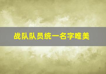 战队队员统一名字唯美