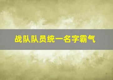 战队队员统一名字霸气