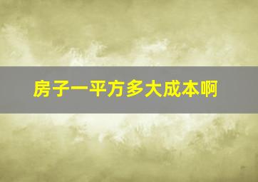 房子一平方多大成本啊