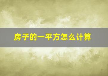 房子的一平方怎么计算