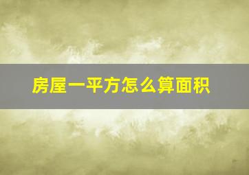 房屋一平方怎么算面积