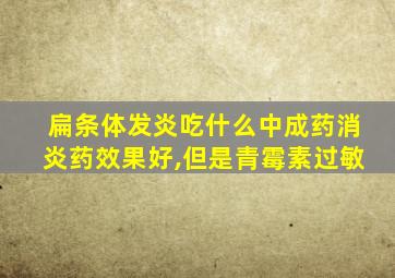 扁条体发炎吃什么中成药消炎药效果好,但是青霉素过敏