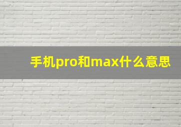 手机pro和max什么意思