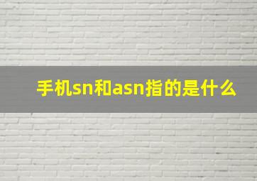 手机sn和asn指的是什么