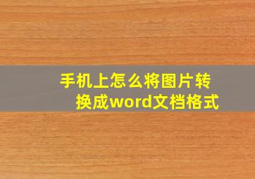 手机上怎么将图片转换成word文档格式