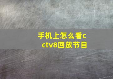 手机上怎么看cctv8回放节目