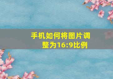 手机如何将图片调整为16:9比例