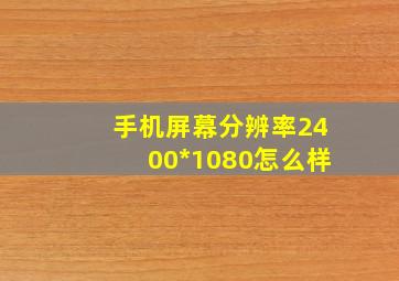 手机屏幕分辨率2400*1080怎么样