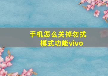 手机怎么关掉勿扰模式功能vivo