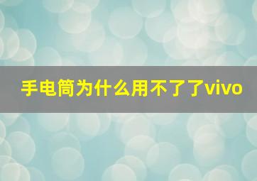 手电筒为什么用不了了vivo