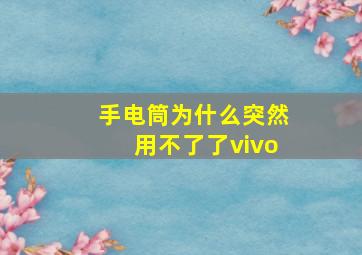 手电筒为什么突然用不了了vivo