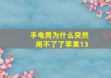 手电筒为什么突然用不了了苹果13