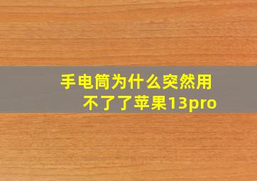 手电筒为什么突然用不了了苹果13pro