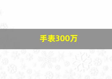 手表300万