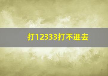 打12333打不进去