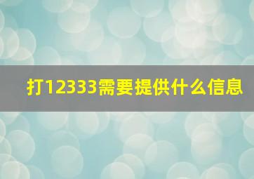 打12333需要提供什么信息