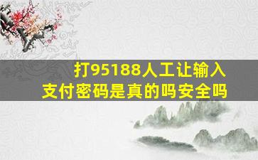 打95188人工让输入支付密码是真的吗安全吗