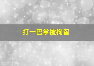 打一巴掌被拘留