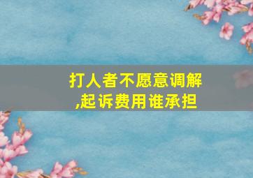 打人者不愿意调解,起诉费用谁承担