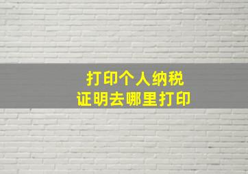 打印个人纳税证明去哪里打印