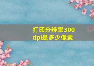 打印分辨率300dpi是多少像素