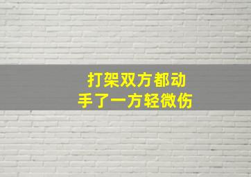 打架双方都动手了一方轻微伤