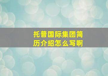 托普国际集团简历介绍怎么写啊