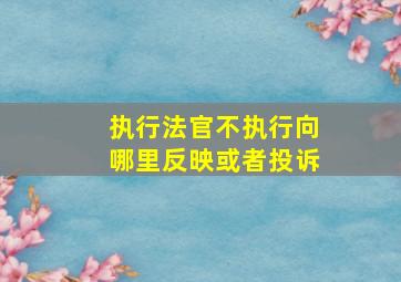 执行法官不执行向哪里反映或者投诉