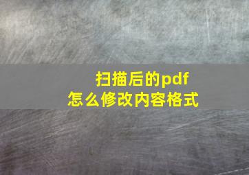 扫描后的pdf怎么修改内容格式