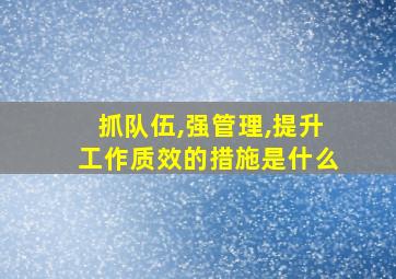 抓队伍,强管理,提升工作质效的措施是什么