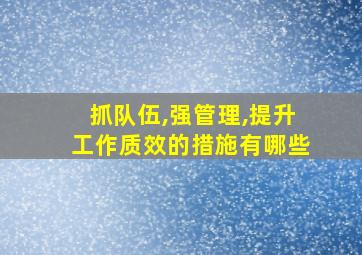 抓队伍,强管理,提升工作质效的措施有哪些