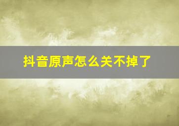 抖音原声怎么关不掉了