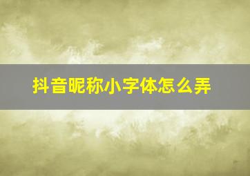 抖音昵称小字体怎么弄