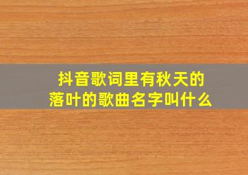 抖音歌词里有秋天的落叶的歌曲名字叫什么